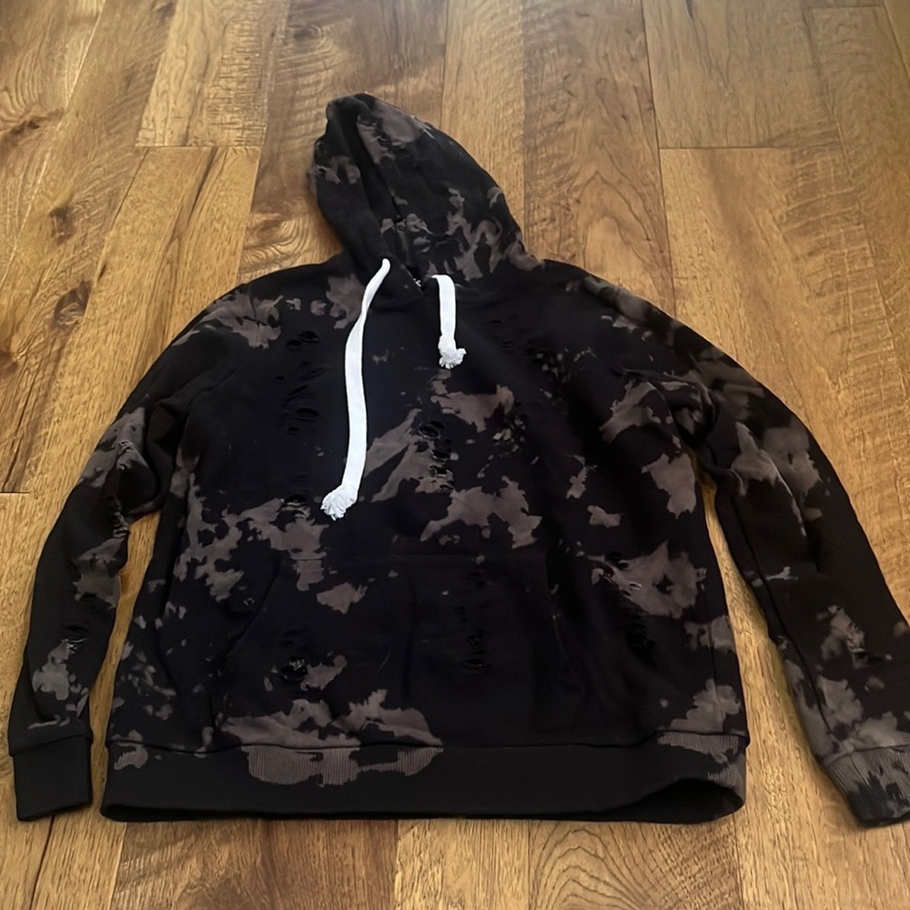 Katie J NYC Junior’s Tie Dye Distressed Hoodie Size S